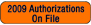 Item# MAP699  2009 Authorizations Label