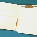 Item# 63-0535-1  Heavyweight Manila Pocket Folder with Half Pocket & Fastener in Upper Right