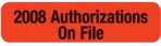 Item# MAP698  2008 Authorizations Label