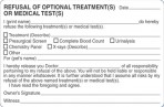 Item# V-AN426  ‘Refusal Optional Treatments’ Label