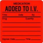 Item# V-HH207  ‘Med. Added to IV’ Label