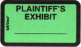 Item# 58025  Plaintiff’s Exhibit Label
