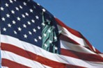 Item# RC103  Flag w/ Statue of Liberty Postcard