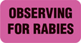 Item# V-37195T  ‘Observing for Rabies’ Label