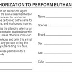 Item# V-AN408  ‘Authorization Euthanasia’ Label