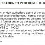 Item# V-AN424  ‘Authorization Euthanasia’ Label