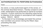 Item# V-AN424  ‘Authorization Euthanasia’ Label