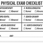 Item# V-AN494  ‘Physical Exam Checklist’ Label